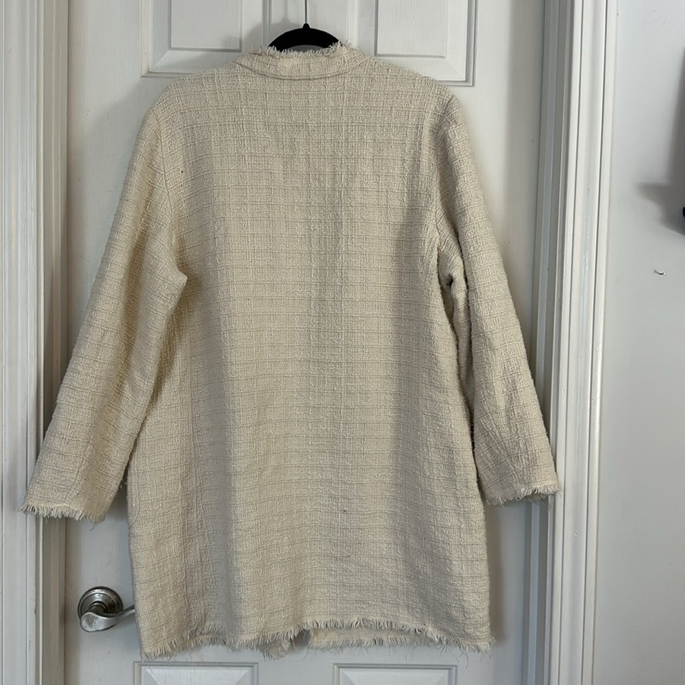 Chicos fringe tweed coat cream XL - Picture 3 of 6